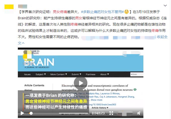 多数止疼药对女性不管用?难道以后吃药要分男女了吗?