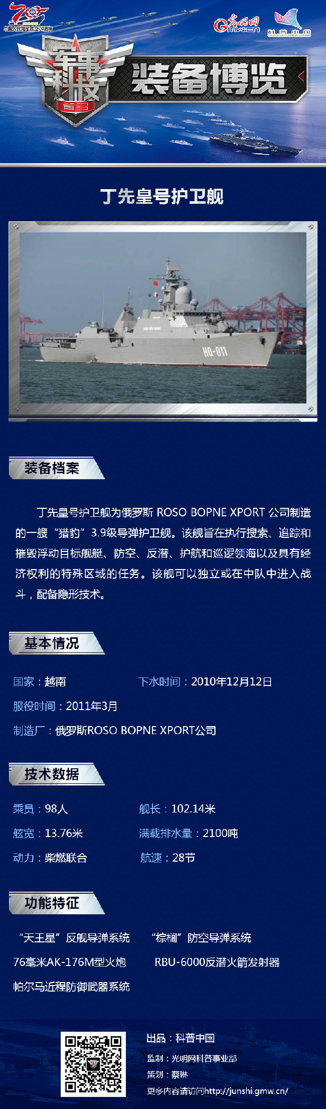 【海上大阅兵系列图解】丁先皇号护卫舰:越南护卫舰中的最强者