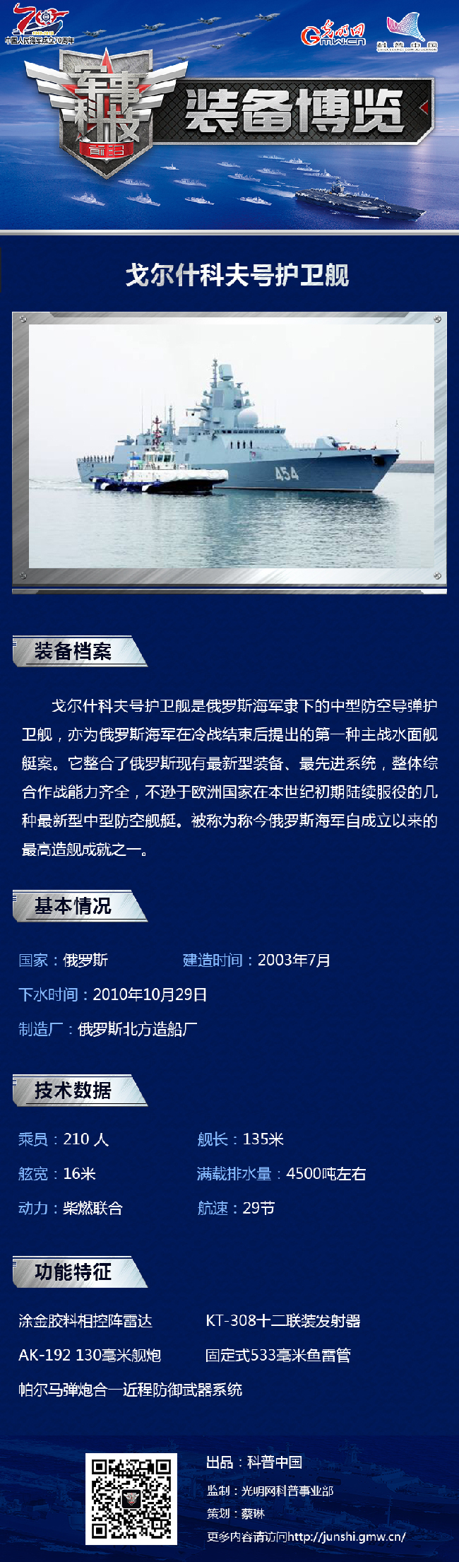 【海上大阅兵系列图解】戈尔什科夫号护卫舰:“小块头”却有“大智慧”