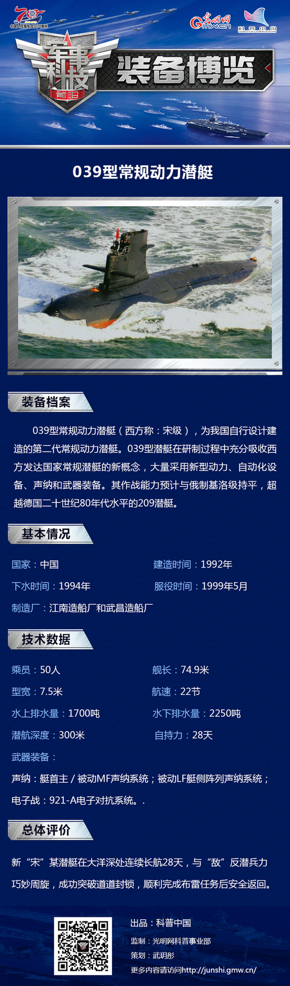 【海上大阅兵系列图解】039型常规动力潜艇:中国潜海蛟龙
